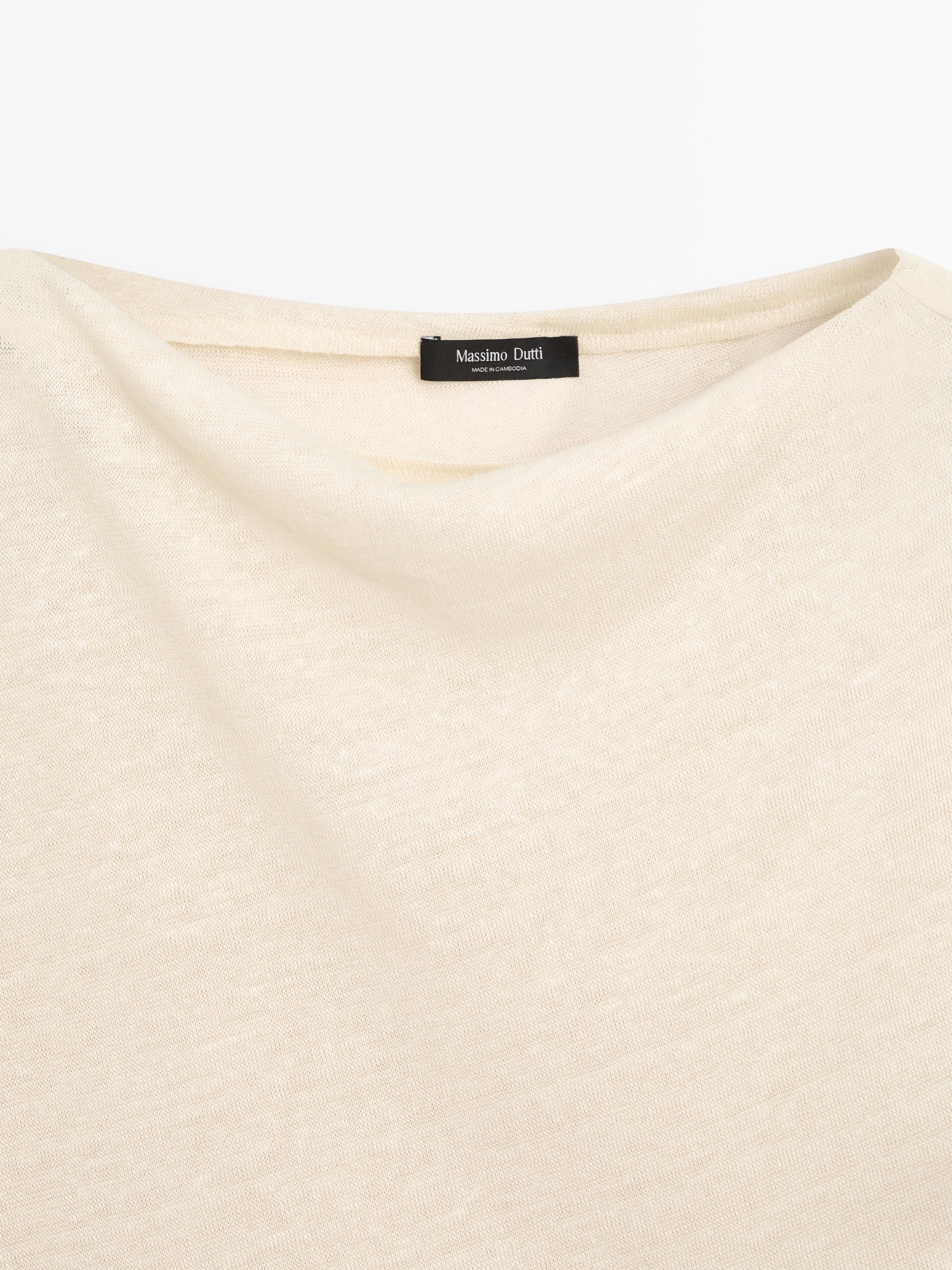 Linen blend asymmetric cropped cape